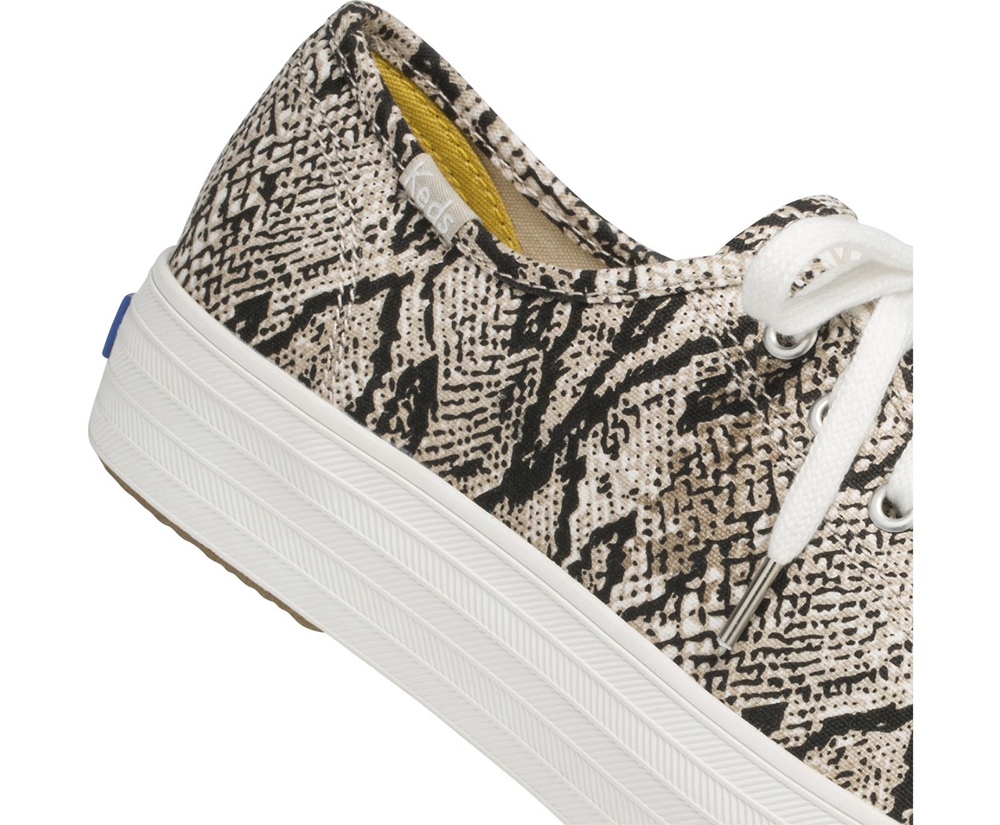 Basket Keds Femme Blanche/Noir - Triple Kick Snake - 701-NLTIMA